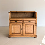 Antique European Pine Secretary with Two-Tone Trim and Original Skeleton Key