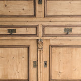 Antique European Pine Secretary with Two-Tone Trim and Original Skeleton Key
