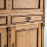 Antique European Pine Secretary with Two-Tone Trim and Original Skeleton Key