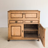 Antique European Pine Secretary with Two-Tone Trim and Original Skeleton Key