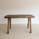 Antique European Primitive Dark Wooden Island/Tall Console Table