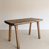 Antique European Primitive Dark Wooden Island/Tall Console Table