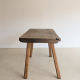 Antique European Primitive Dark Wooden Island/Tall Console Table