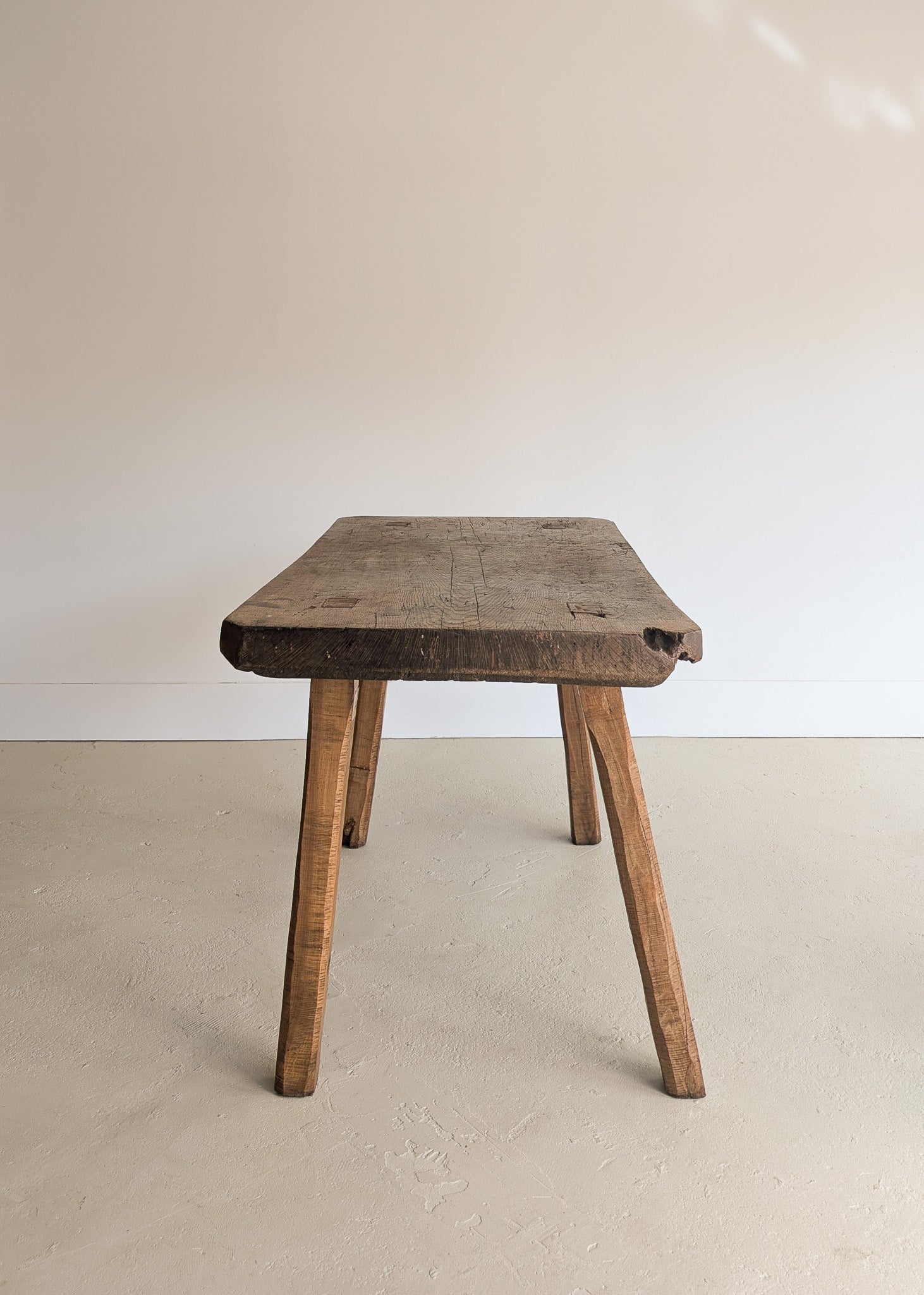Antique European Primitive Dark Wooden Island/Tall Console Table