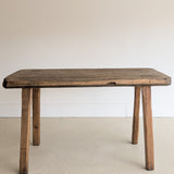 Antique European Primitive Dark Wooden Island/Tall Console Table