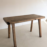 Antique European Primitive Dark Wooden Island/Tall Console Table