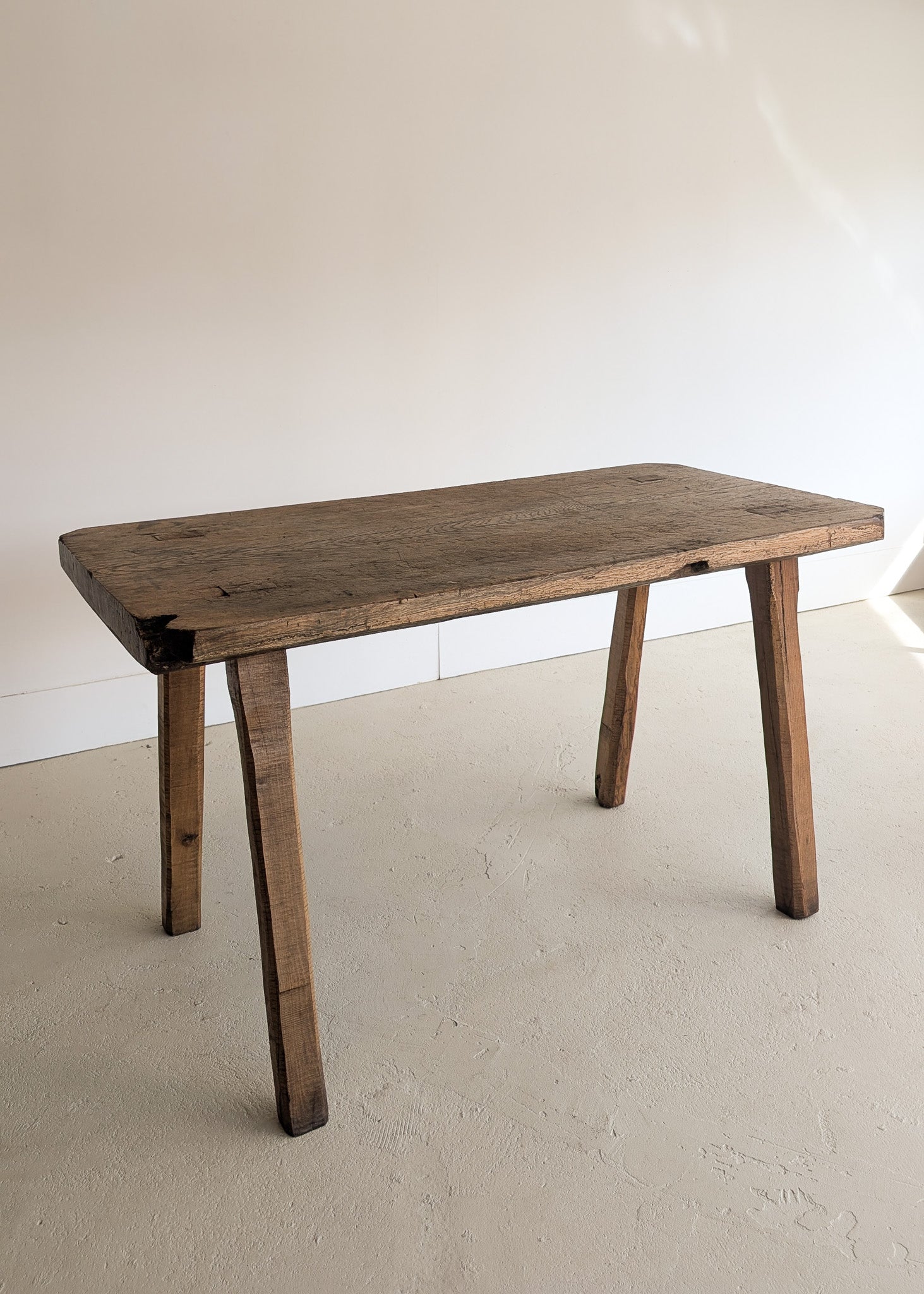 Antique European Primitive Dark Wooden Island/Tall Console Table