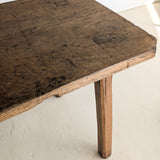 Antique European Primitive Dark Wooden Island/Tall Console Table