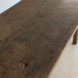 Antique European Primitive Dark Wooden Island/Tall Console Table