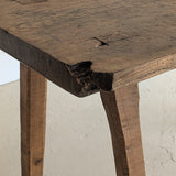 Antique European Primitive Dark Wooden Island/Tall Console Table