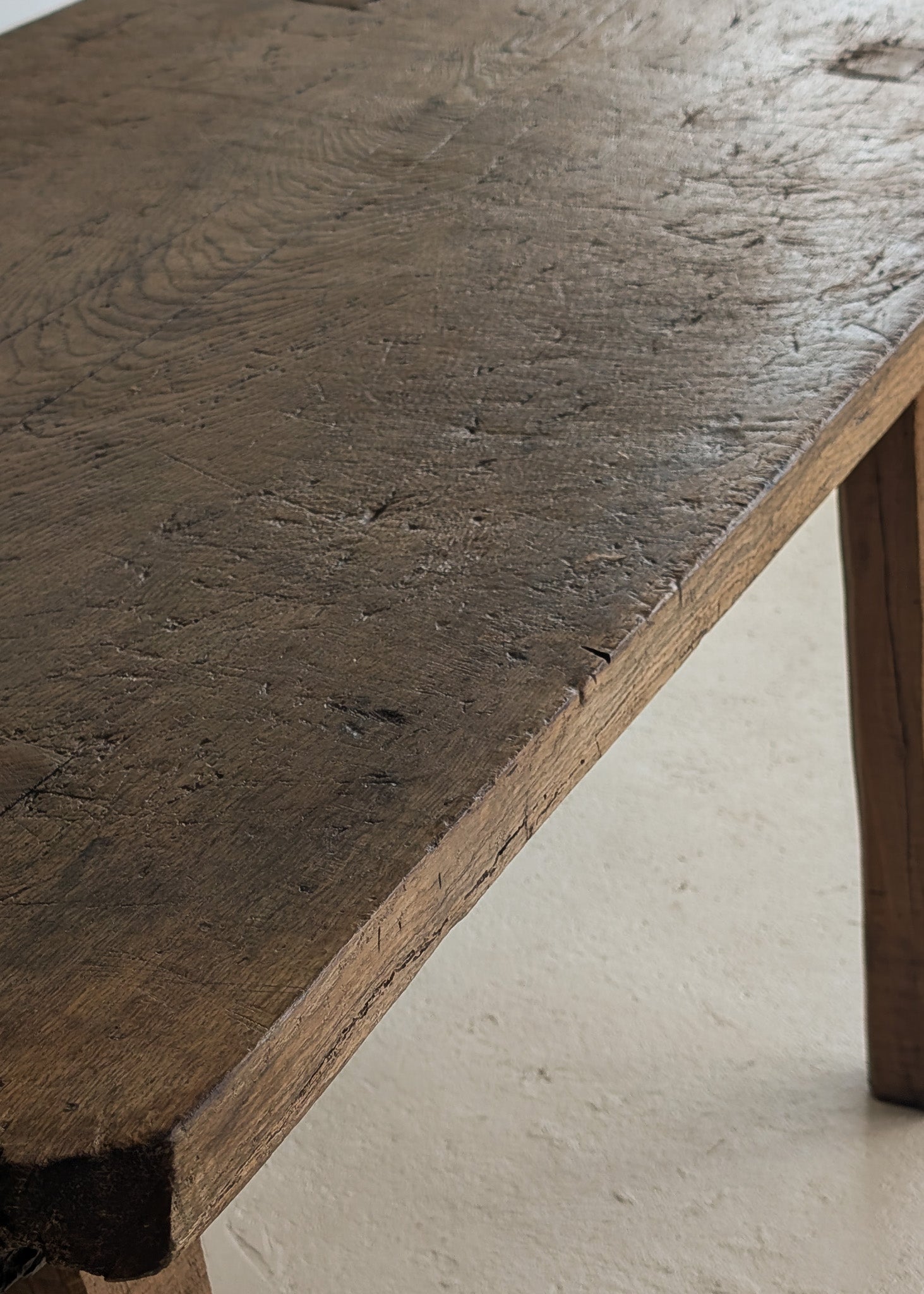 Antique European Primitive Dark Wooden Island/Tall Console Table
