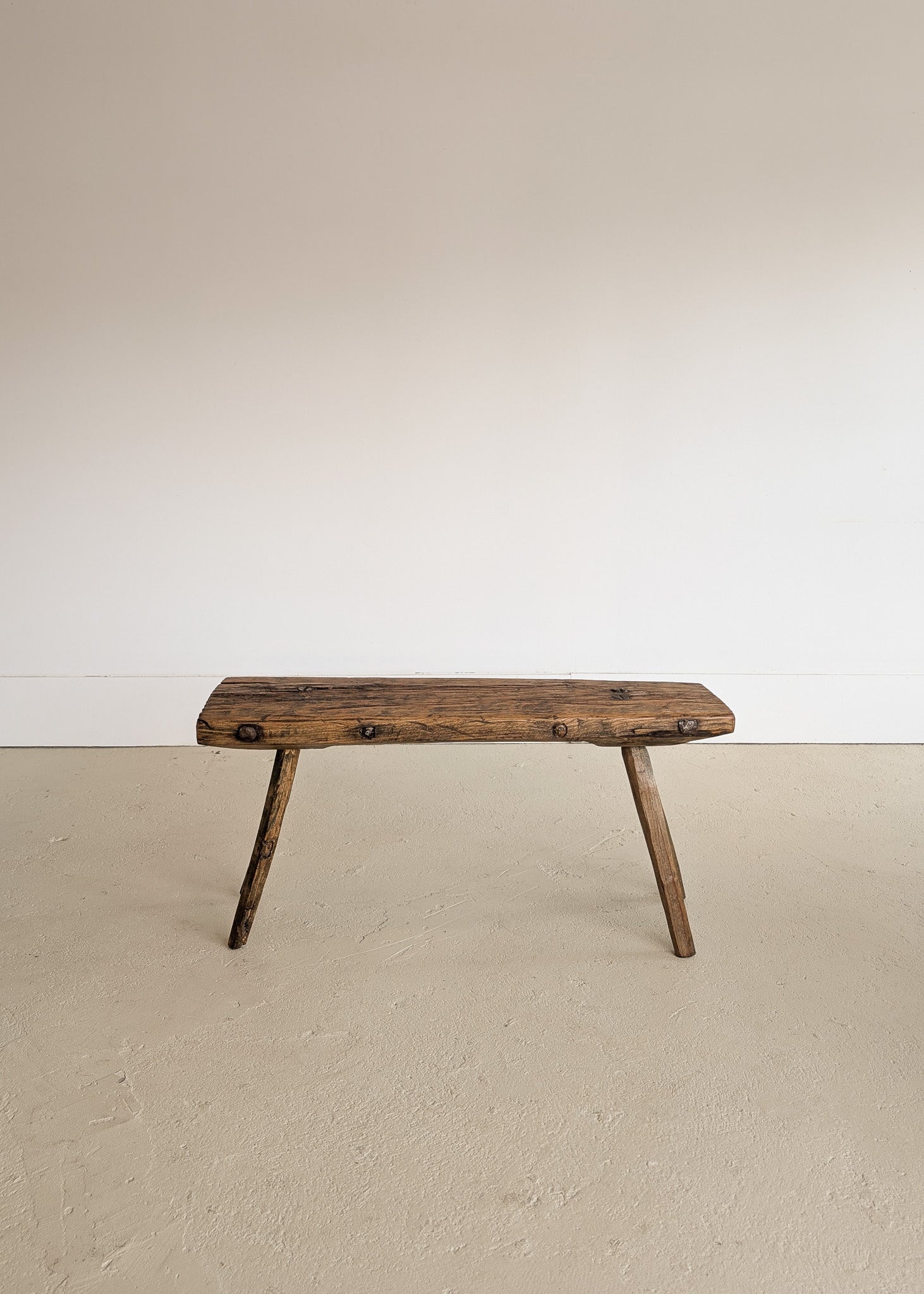 Antique European Primitive Wabi-Sabi Wooden Bench #1