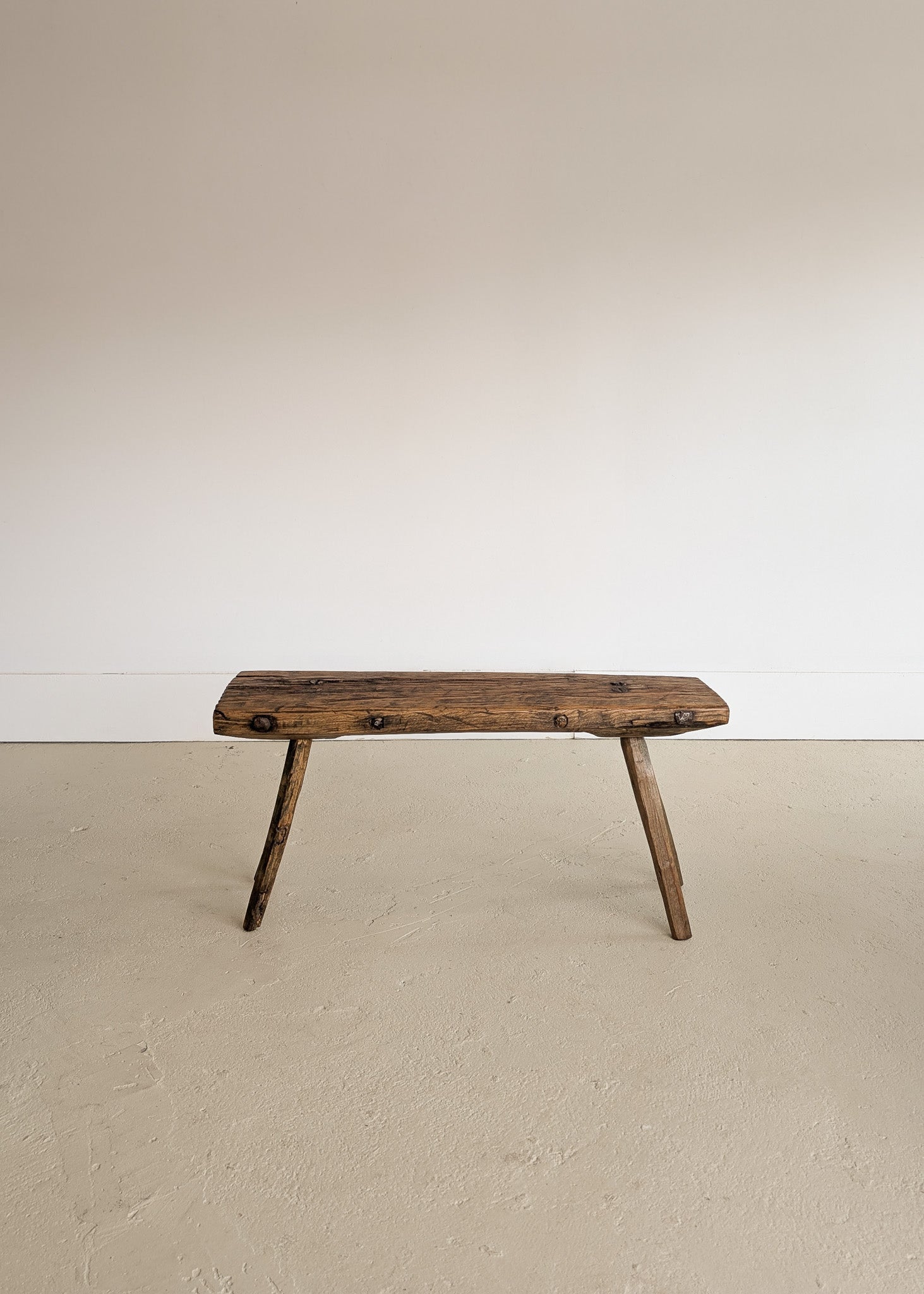 Antique European Primitive Wabi-Sabi Wooden Bench #1