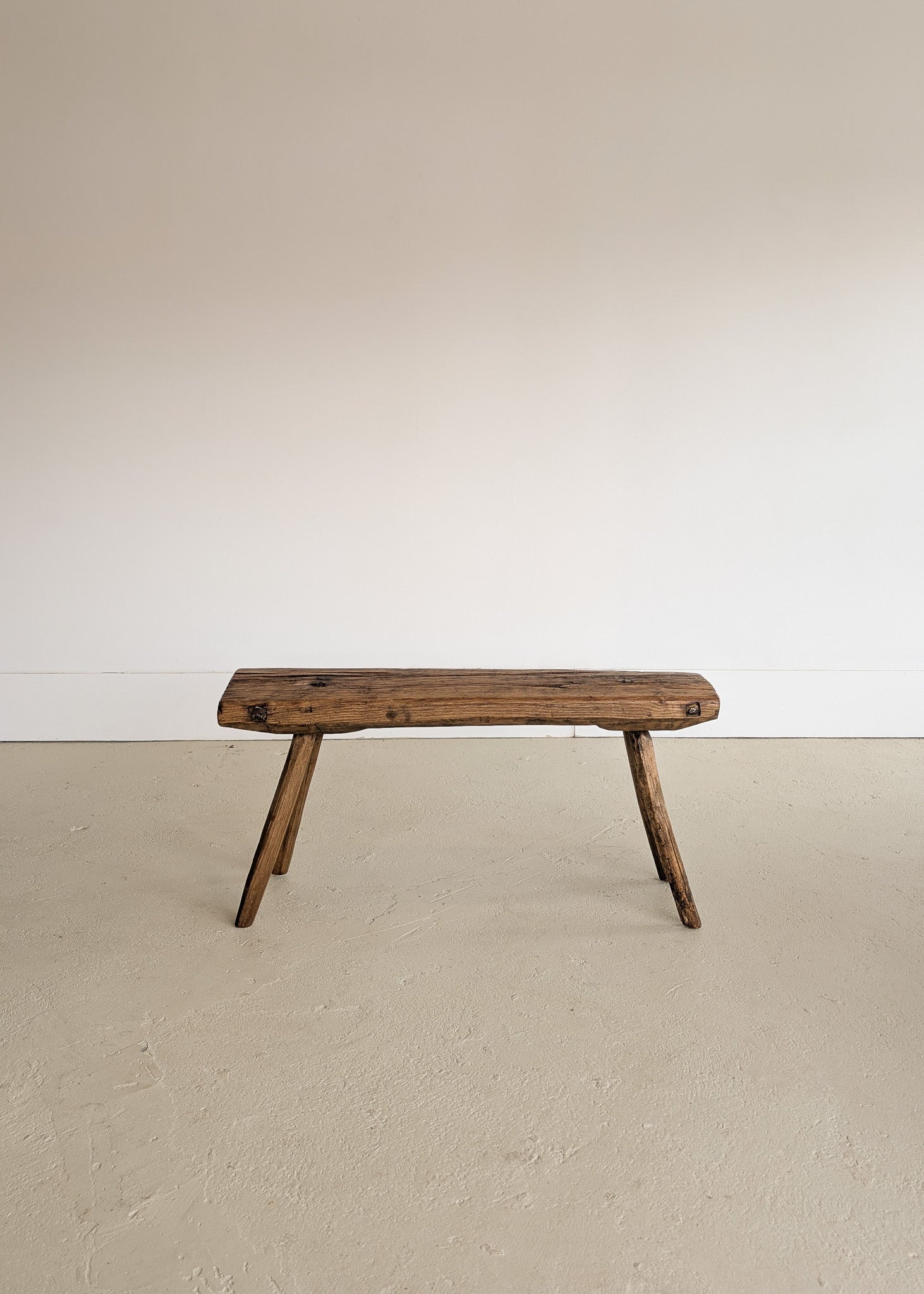 Antique European Primitive Wabi-Sabi Wooden Bench #1