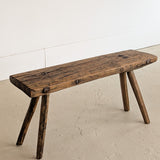 Antique European Primitive Wabi-Sabi Wooden Bench #1
