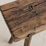 Antique European Primitive Wabi-Sabi Wooden Bench #1