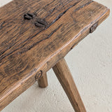 Antique European Primitive Wabi-Sabi Wooden Bench #1