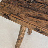 Antique European Primitive Wabi-Sabi Wooden Bench #1