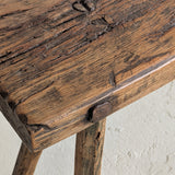 Antique European Primitive Wabi-Sabi Wooden Bench #1