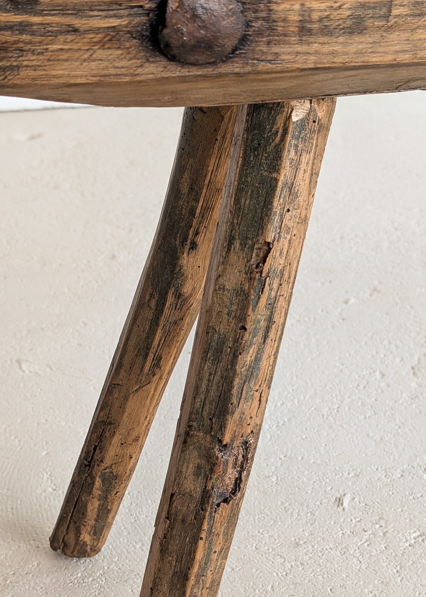 Antique European Primitive Wabi-Sabi Wooden Bench #1