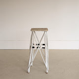 Vintage White and Black Striped Primitive Folk Art Adirondack Twig Side Table