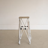 Vintage White and Black Striped Primitive Folk Art Adirondack Twig Side Table
