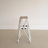 Vintage White and Black Striped Primitive Folk Art Adirondack Twig Side Table