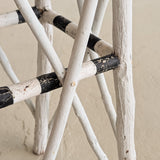 Vintage White and Black Striped Primitive Folk Art Adirondack Twig Side Table
