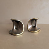 Pair of Vintage Ben Seibel for Jenfred Ware Sculptural Dumbbell Brass Bookends