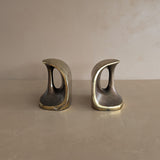 Pair of Vintage Ben Seibel for Jenfred Ware Sculptural Dumbbell Brass Bookends