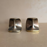 Pair of Vintage Ben Seibel for Jenfred Ware Sculptural Dumbbell Brass Bookends
