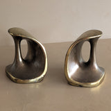 Pair of Vintage Ben Seibel for Jenfred Ware Sculptural Dumbbell Brass Bookends