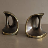 Pair of Vintage Ben Seibel for Jenfred Ware Sculptural Dumbbell Brass Bookends