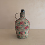Vintage 1950s-1960s Hungarian Folk Art Woven Wire Scoubidou "Defiance" Bottle with Rose Motif