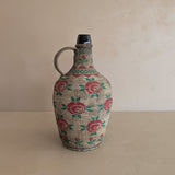 Vintage 1950s-1960s Hungarian Folk Art Woven Wire Scoubidou "Defiance" Bottle with Rose Motif