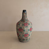 Vintage 1950s-1960s Hungarian Folk Art Woven Wire Scoubidou "Defiance" Bottle with Rose Motif