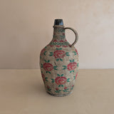 Vintage 1950s-1960s Hungarian Folk Art Woven Wire Scoubidou "Defiance" Bottle with Rose Motif
