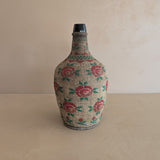 Vintage 1950s-1960s Hungarian Folk Art Woven Wire Scoubidou "Defiance" Bottle with Rose Motif