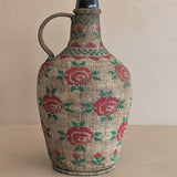 Vintage 1950s-1960s Hungarian Folk Art Woven Wire Scoubidou "Defiance" Bottle with Rose Motif
