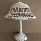 Vintage Heywood-Wakefield Style Arts & Crafts White Wicker Lamp