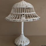 Vintage Heywood-Wakefield Style Arts & Crafts White Wicker Lamp