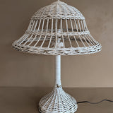 Vintage Heywood-Wakefield Style Arts & Crafts White Wicker Lamp