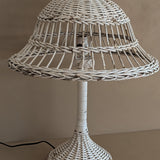 Vintage Heywood-Wakefield Style Arts & Crafts White Wicker Lamp