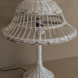 Vintage Heywood-Wakefield Style Arts & Crafts White Wicker Lamp