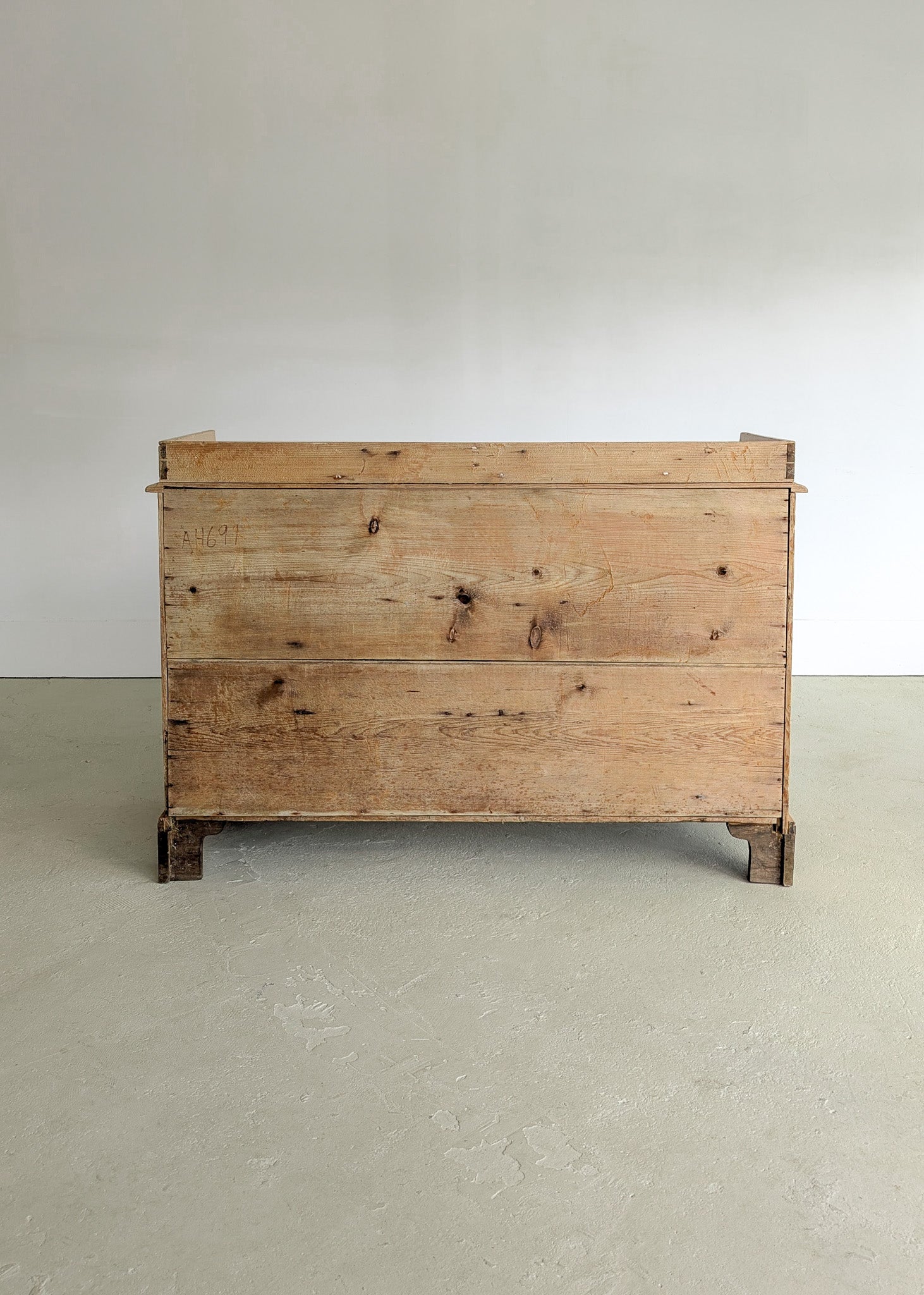 Wide Antique English Pine Chest of Drawers with Trim Top