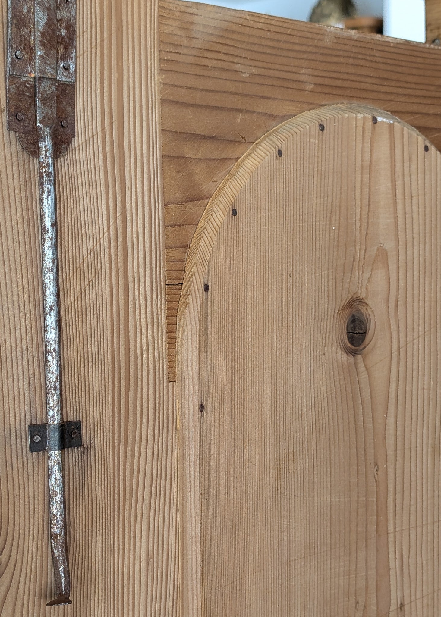 Handsome Antique European Pine Cabinet with Arched Panel Doors, Carved Feet and Skeleton Key
