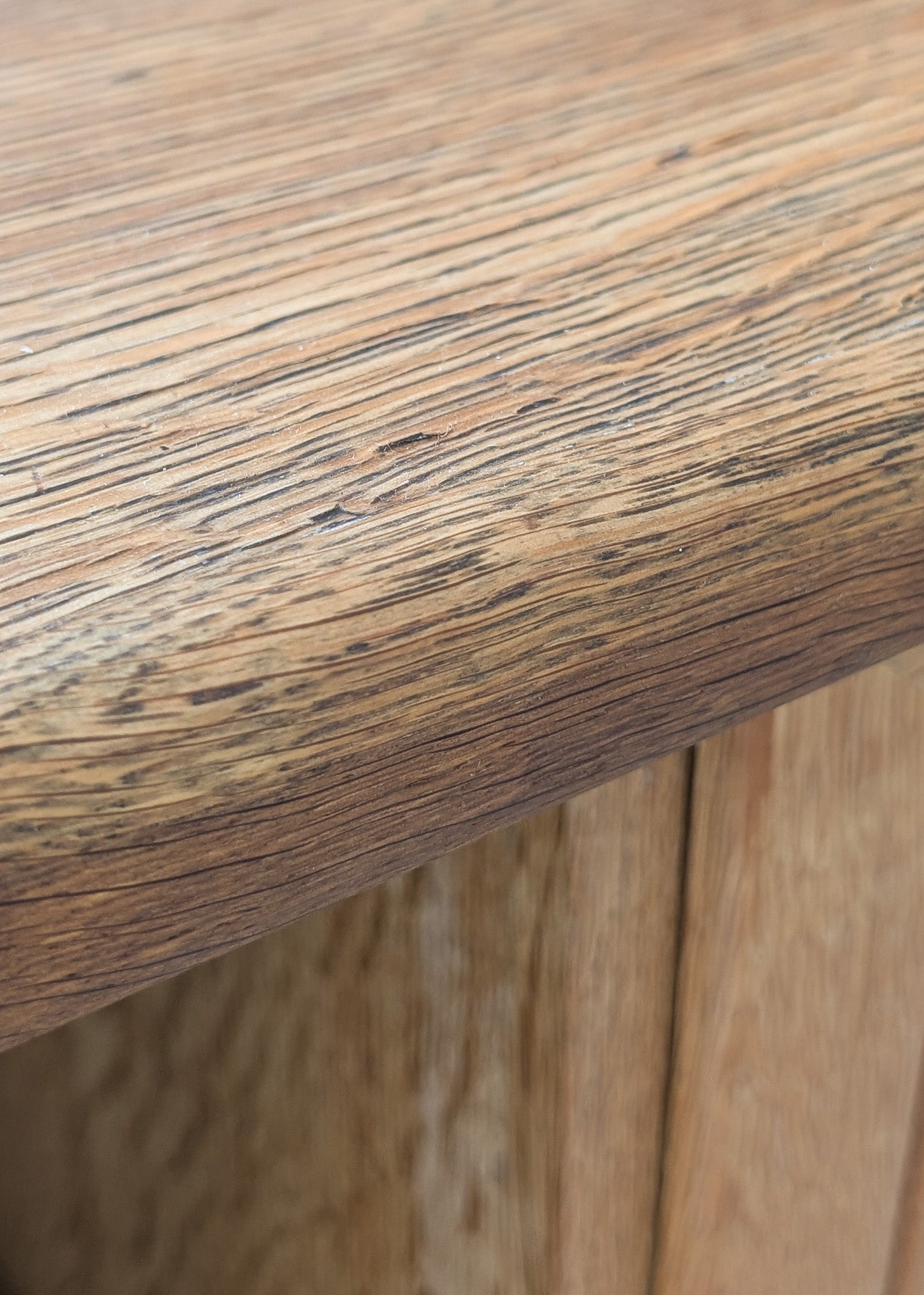 Vintage Danish Brutalist Henning Kjærnulf-Attributed Quartersawn White Oak Desk with Original Skeleton Key, Mortise and Tenon Detail and Lockable Back Cabinet