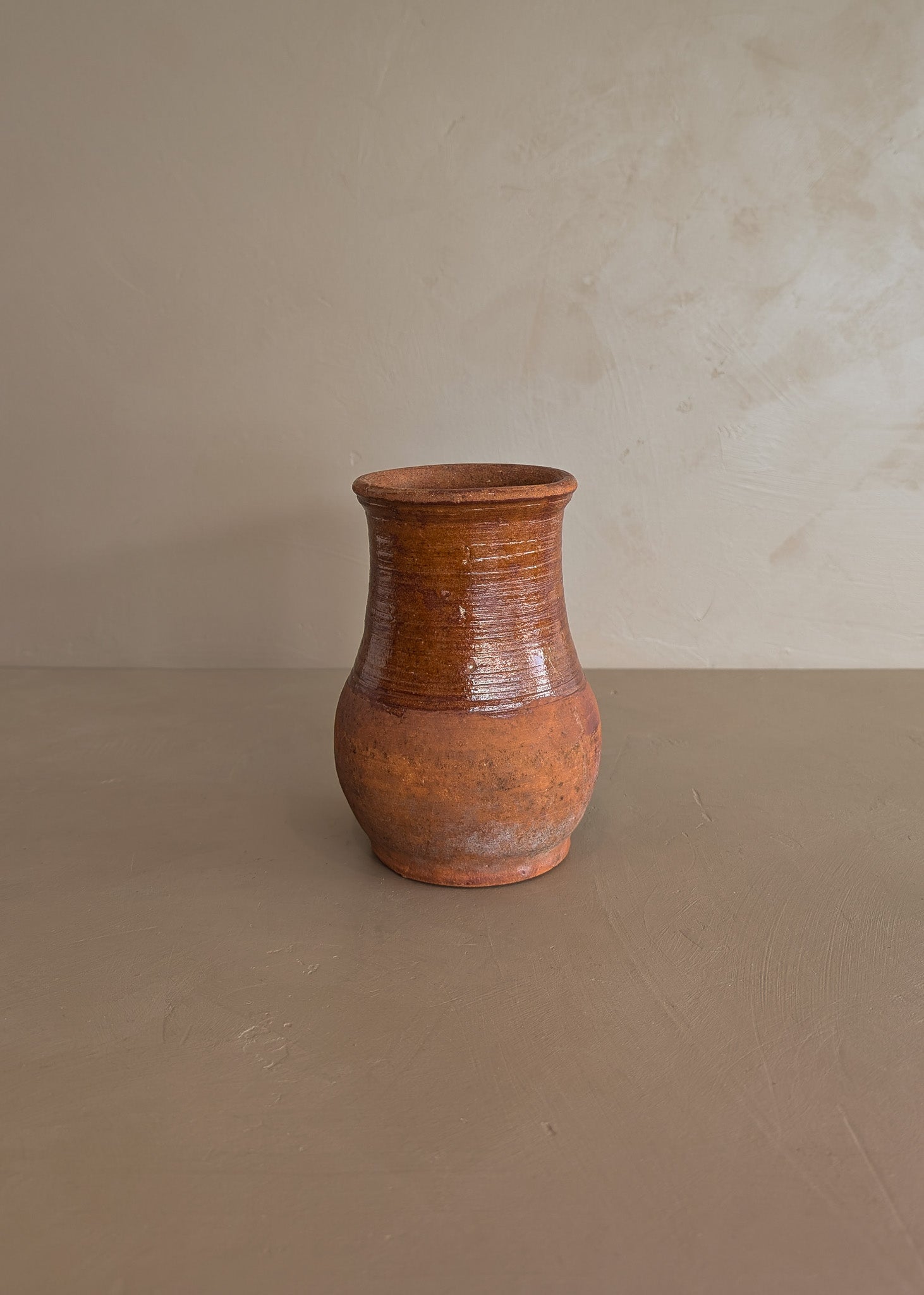 Small Terracotta Vase with Glazed Neck