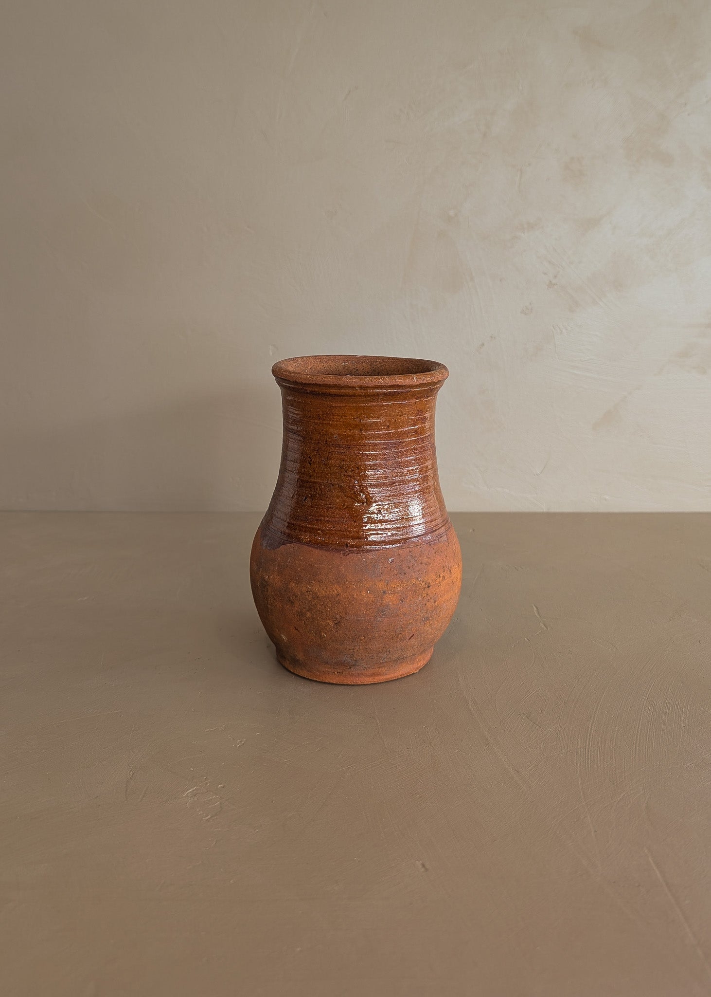 Small Terracotta Vase with Glazed Neck