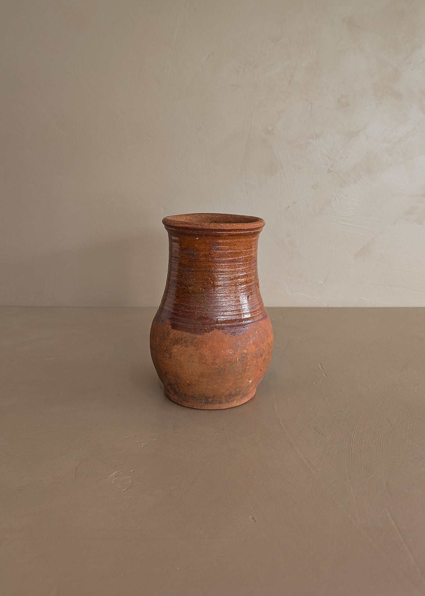Small Terracotta Vase with Glazed Neck
